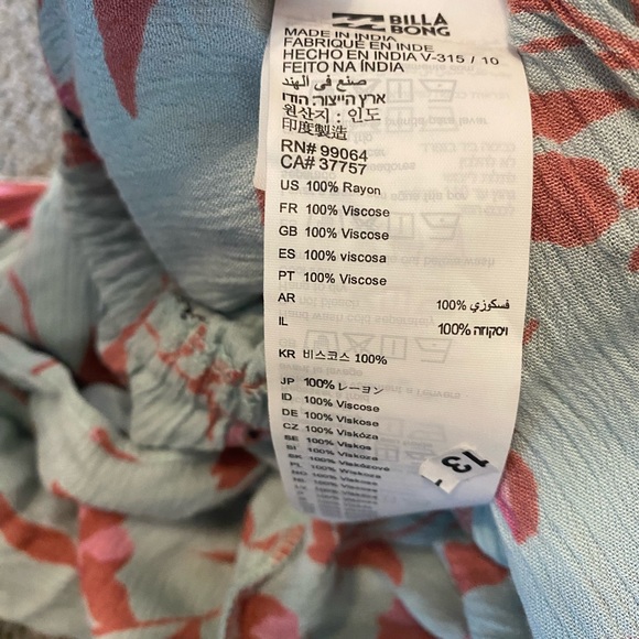 Billabong Womens Size Medium Ruffle Up Floral Romper With Open Back New With Tag - Picture 10 of 11